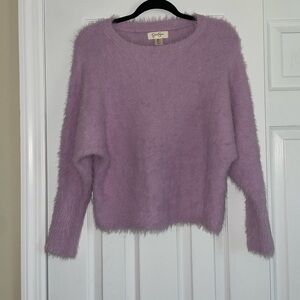 Lavender Fuzzy Crew Neck Sweater